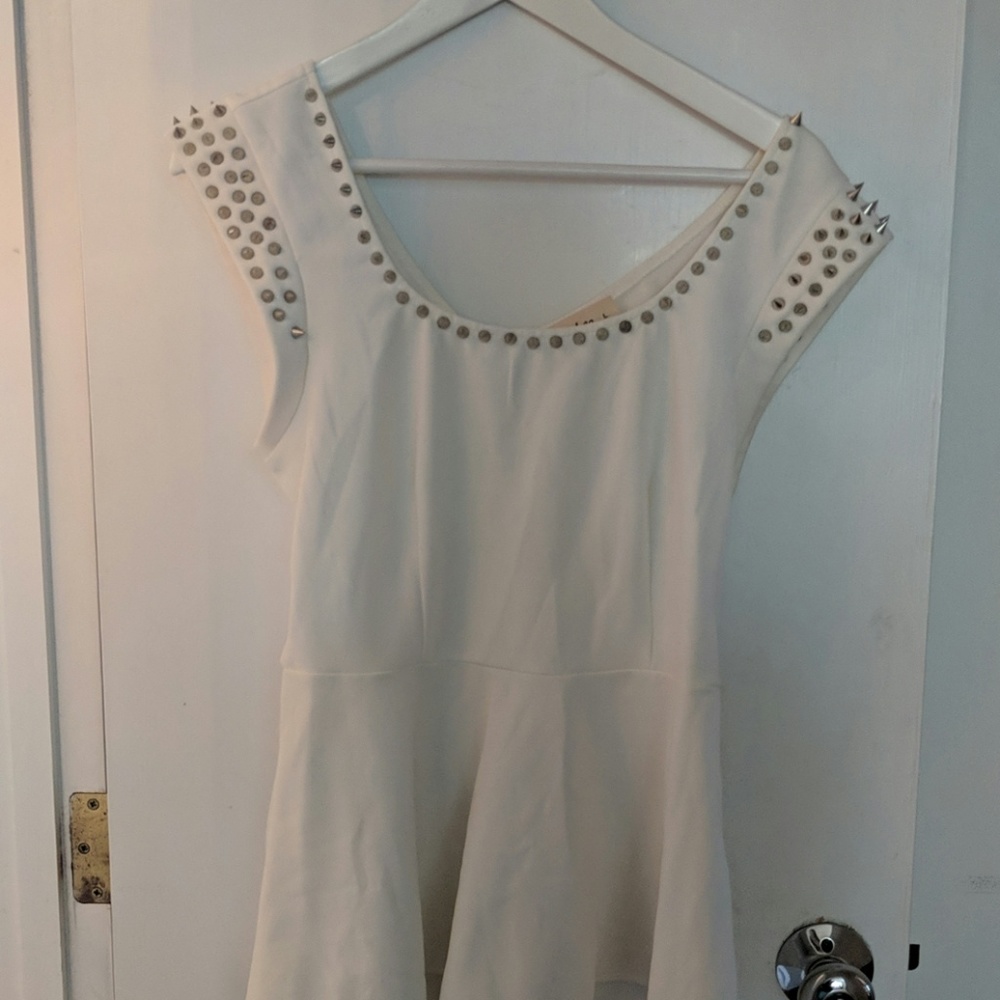 Punk rock cream and studs peplum top